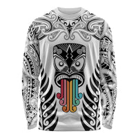 Personalised Kia Kaha Te Reo Maori Long Sleeve Shirt Hei Tiki Mix Koru - White LT7 Unisex White - Polynesian Pride