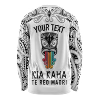 Personalised Kia Kaha Te Reo Maori Long Sleeve Shirt Hei Tiki Mix Koru - White LT7 - Polynesian Pride