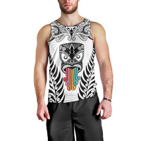 Personalised Kia Kaha Te Reo Maori Men Tank Top Hei Tiki Mix Koru - White LT7 - Polynesian Pride