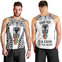 Personalised Kia Kaha Te Reo Maori Men Tank Top Hei Tiki Mix Koru - White LT7 - Polynesian Pride