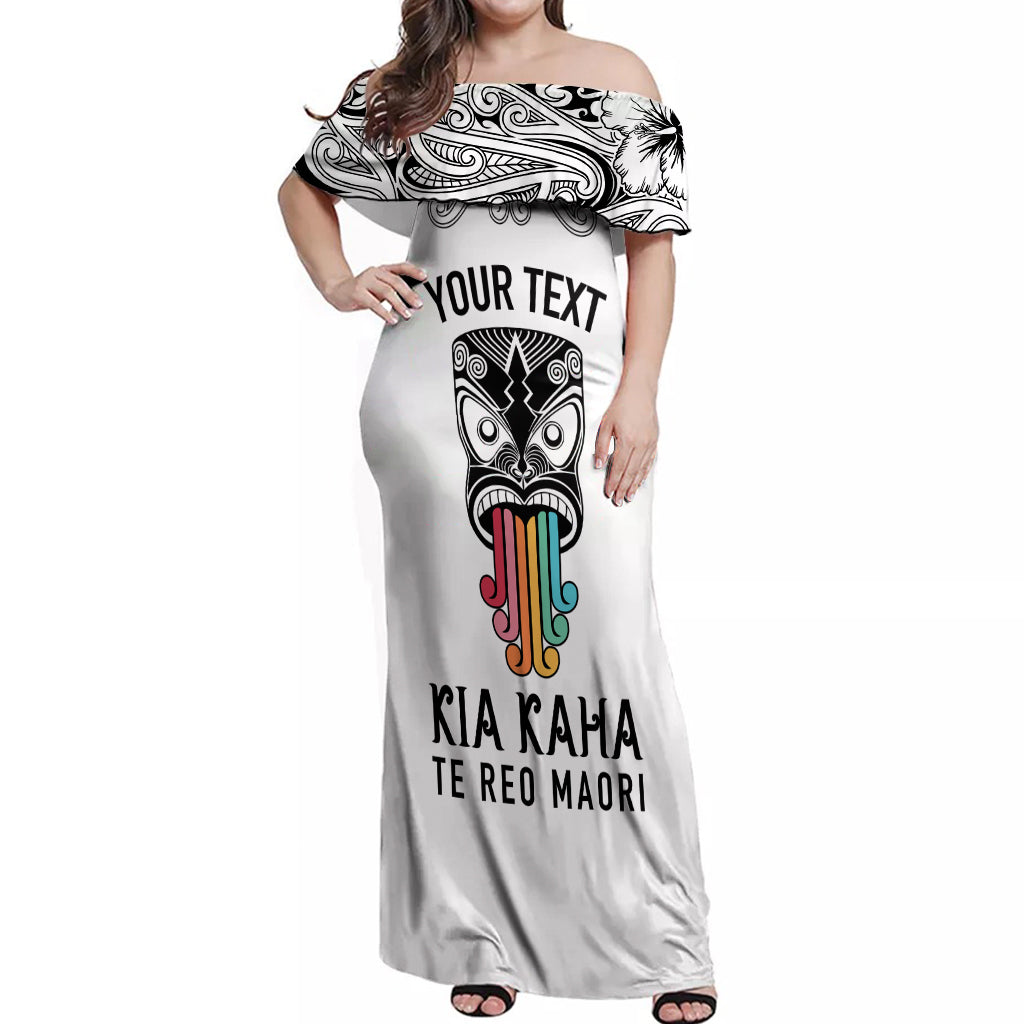 personalised-kia-kaha-te-reo-maori-off-shoulder-maxi-dress-hei-tiki-mix-koru-white