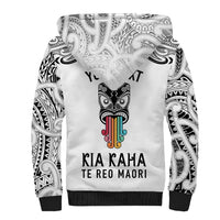 Personalised Kia Kaha Te Reo Maori Sherpa Hoodie Hei Tiki Mix Koru - White LT7 - Polynesian Pride