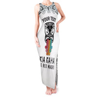 Personalised Kia Kaha Te Reo Maori Tank Maxi Dress Hei Tiki Mix Koru - White LT7 Women White - Polynesian Pride