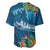 Outrigger Canoe Blue Baseball Jersey On The Waves