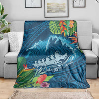 Outrigger Canoe Blue Blanket On The Waves LT7 - Polynesian Pride