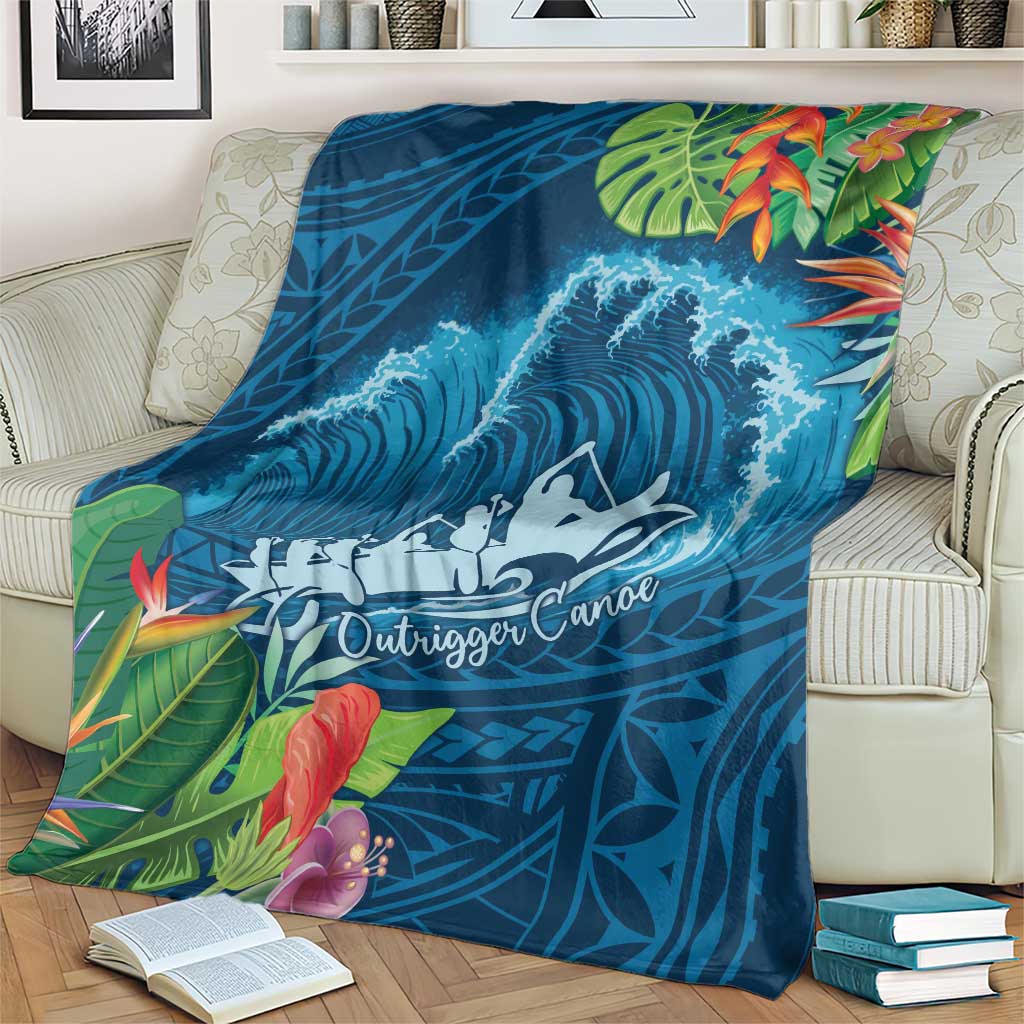 Outrigger Canoe Blue Blanket On The Waves LT7 - Polynesian Pride