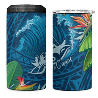 Outrigger Canoe Blue 4 in 1 Can Cooler Tumbler On The Waves