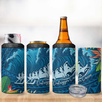 Outrigger Canoe Blue 4 in 1 Can Cooler Tumbler On The Waves