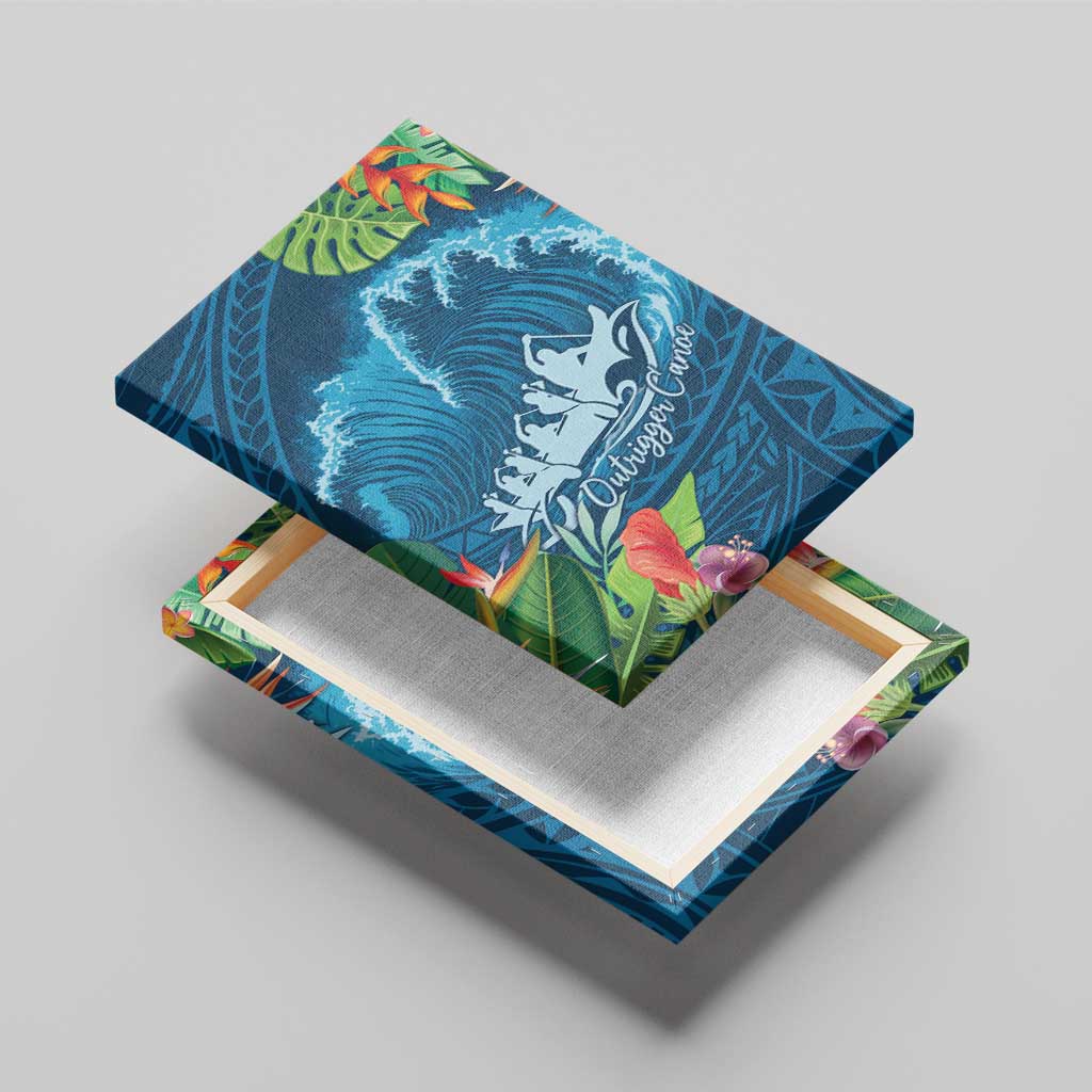 Outrigger Canoe Blue Canvas Wall Art On The Waves LT7 - Polynesian Pride