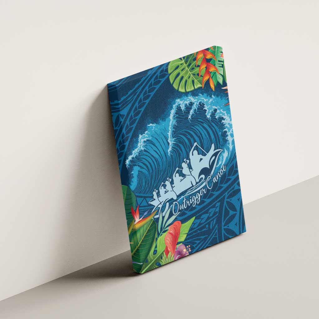 Outrigger Canoe Blue Canvas Wall Art On The Waves LT7 - Polynesian Pride