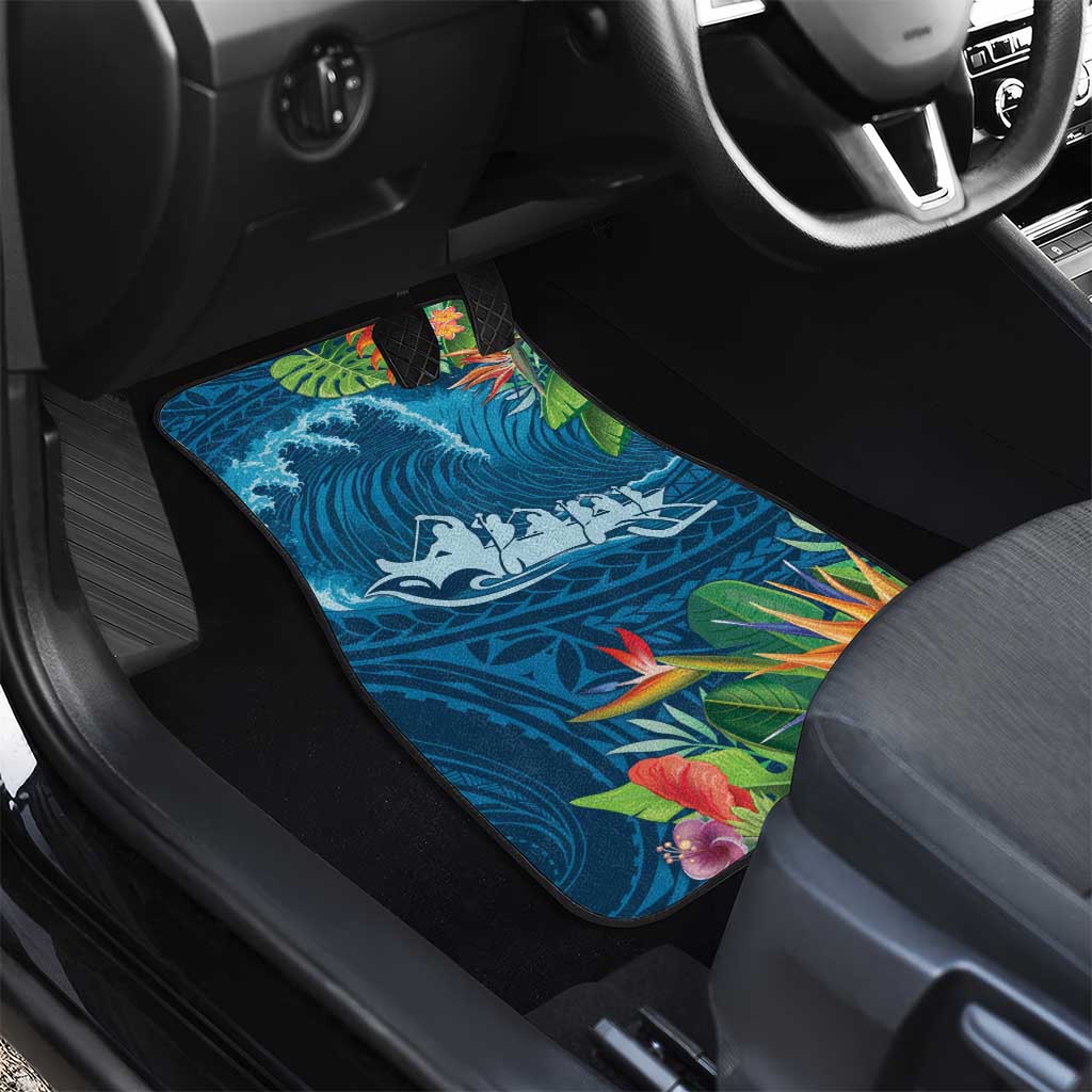 Outrigger Canoe Blue Car Mats On The Waves LT7 - Polynesian Pride