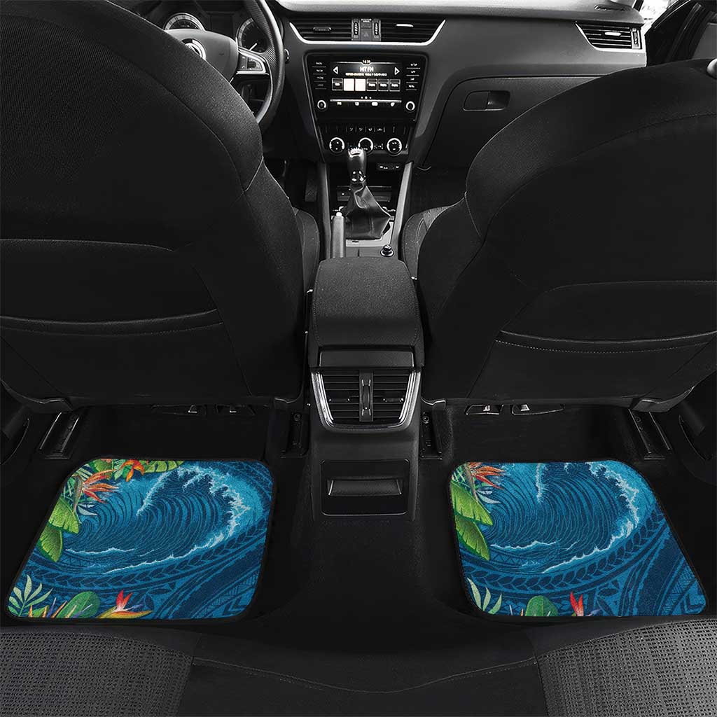 Outrigger Canoe Blue Car Mats On The Waves LT7 Set 2pcs - Back Blue - Polynesian Pride