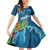 Outrigger Canoe Blue Family Matching Off Shoulder Short Dress and Hawaiian Shirt On The Waves