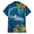 Outrigger Canoe Blue Family Matching Off Shoulder Short Dress and Hawaiian Shirt On The Waves