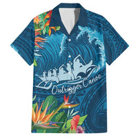 Outrigger Canoe Blue Family Matching Puletasi and Hawaiian Shirt On The Waves LT7 Dad's Shirt - Short Sleeve Blue - Polynesian Pride