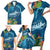 Outrigger Canoe Blue Family Matching Short Sleeve Bodycon Dress and Hawaiian Shirt On The Waves