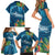 Outrigger Canoe Blue Family Matching Short Sleeve Bodycon Dress and Hawaiian Shirt On The Waves