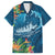 Outrigger Canoe Blue Family Matching Short Sleeve Bodycon Dress and Hawaiian Shirt On The Waves