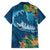 Outrigger Canoe Blue Family Matching Short Sleeve Bodycon Dress and Hawaiian Shirt On The Waves