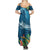 Outrigger Canoe Blue Family Matching Summer Maxi Dress and Hawaiian Shirt On The Waves