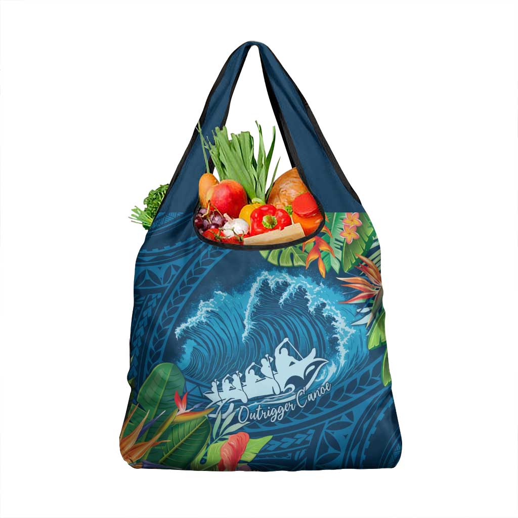Outrigger Canoe Blue Grocery Bag On The Waves LT7 1-pack One Size Blue - Polynesian Pride