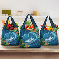 Outrigger Canoe Blue Grocery Bag On The Waves LT7 3-pack One Size Blue - Polynesian Pride