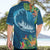 Outrigger Canoe Blue Hawaiian Shirt On The Waves