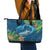 Outrigger Canoe Blue Leather Tote Bag On The Waves