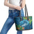 Outrigger Canoe Blue Leather Tote Bag On The Waves