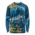 Outrigger Canoe Blue Long Sleeve Shirt On The Waves