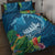 Outrigger Canoe Blue Quilt Bed Set On The Waves