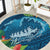 Outrigger Canoe Blue Round Carpet On The Waves