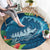 Outrigger Canoe Blue Round Carpet On The Waves