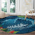 Outrigger Canoe Blue Round Carpet On The Waves