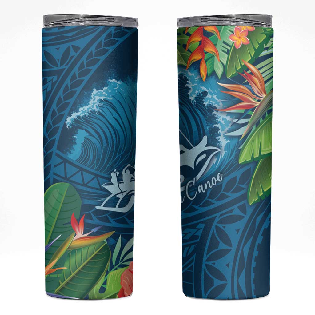 Outrigger Canoe Blue Skinny Tumbler On The Waves