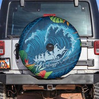 Outrigger Canoe Blue Spare Tire Cover On The Waves LT7 Blue - Polynesian Pride