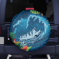 Outrigger Canoe Blue Spare Tire Cover On The Waves LT7 - Polynesian Pride