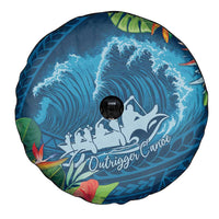 Outrigger Canoe Blue Spare Tire Cover On The Waves LT7 - Polynesian Pride