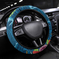 Outrigger Canoe Blue Steering Wheel Cover On The Waves LT7 Universal Fit Blue - Polynesian Pride