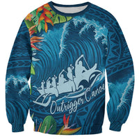 Outrigger Canoe Blue Sweatshirt On The Waves LT7 Unisex Blue - Polynesian Pride