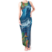 Outrigger Canoe Blue Tank Maxi Dress On The Waves LT7 Women Blue - Polynesian Pride