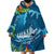 Outrigger Canoe Blue Wearable Blanket Hoodie On The Waves