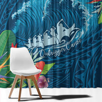 Outrigger Canoe Blue Window Curtain On The Waves LT7 - Polynesian Pride