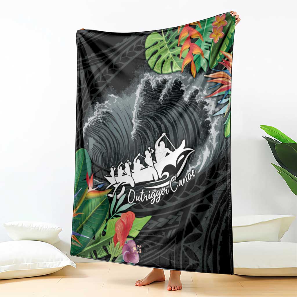 Outrigger Canoe Black Blanket On The Waves LT7 - Polynesian Pride