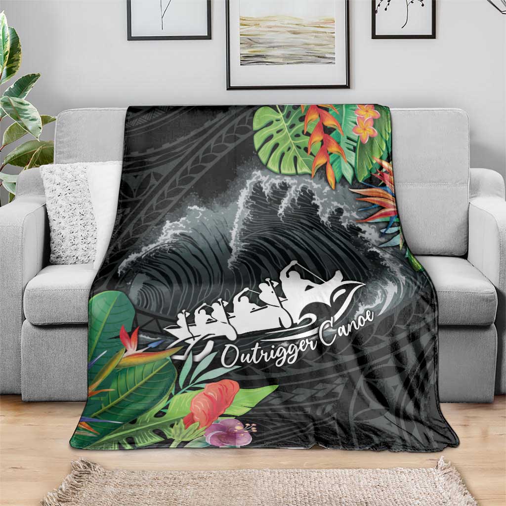 Outrigger Canoe Black Blanket On The Waves LT7 - Polynesian Pride