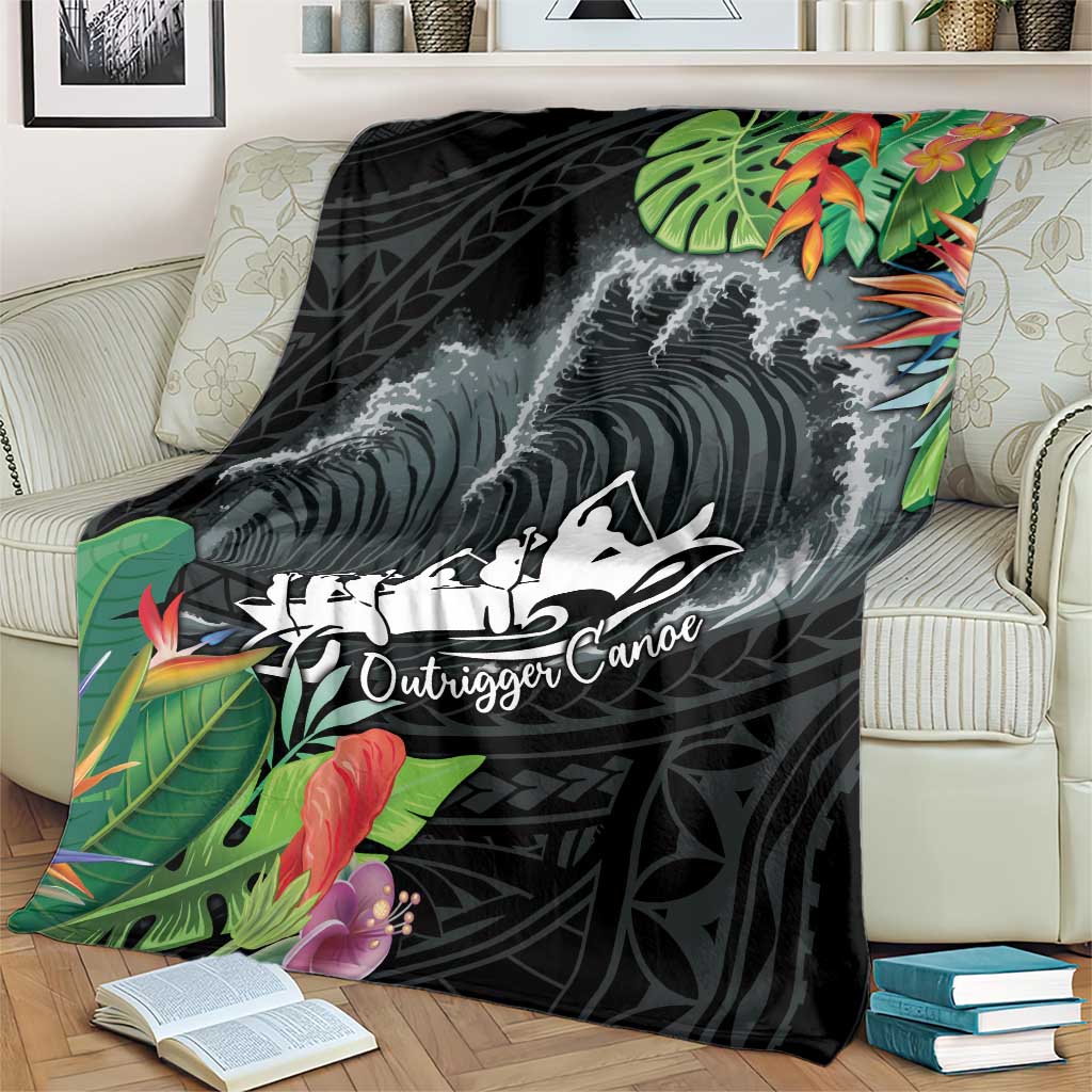 Outrigger Canoe Black Blanket On The Waves LT7 - Polynesian Pride