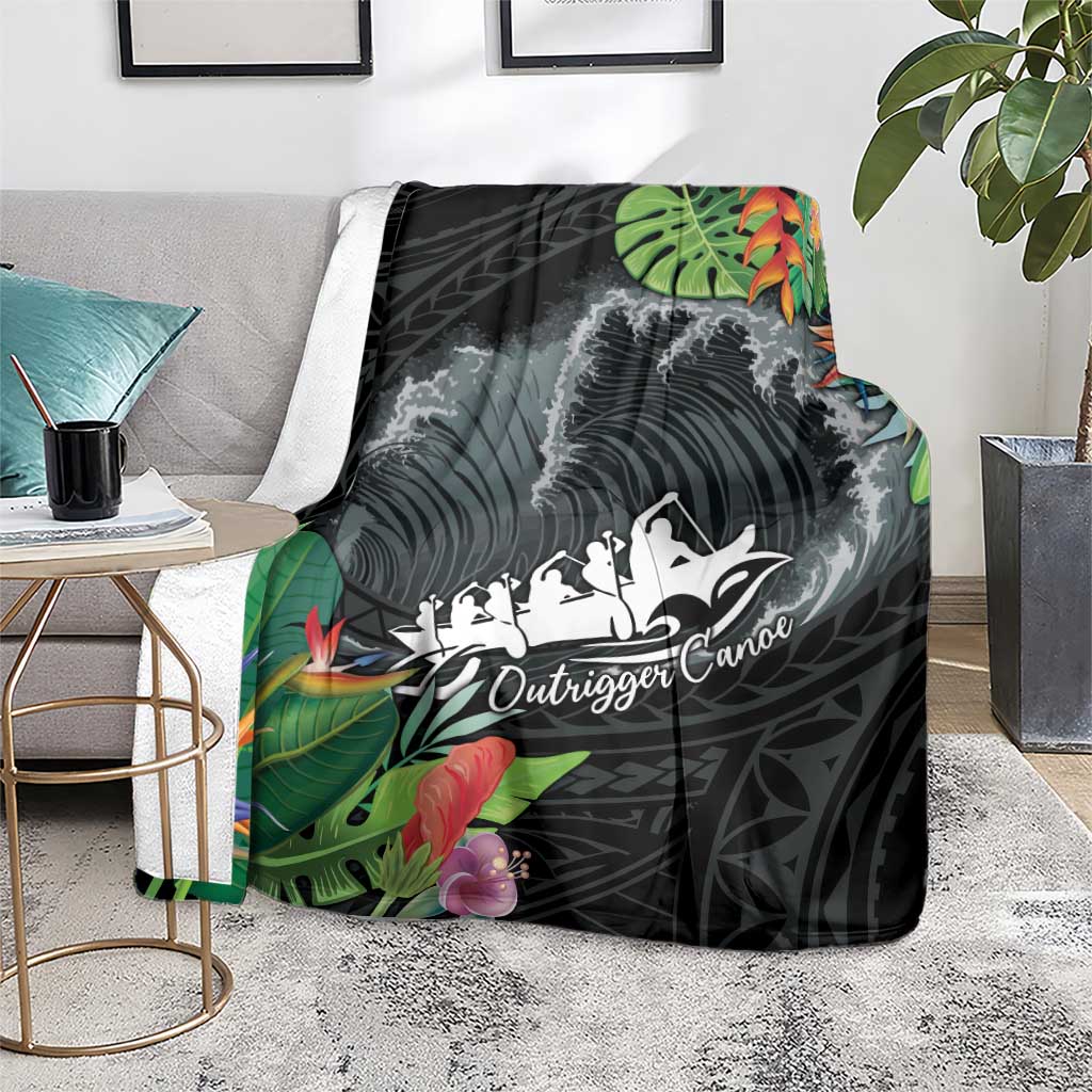 Outrigger Canoe Black Blanket On The Waves LT7 - Polynesian Pride