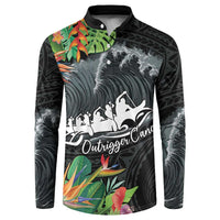 Outrigger Canoe Black Button Sweatshirt On The Waves LT7 Black - Polynesian Pride