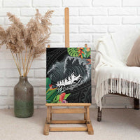 Outrigger Canoe Black Canvas Wall Art On The Waves LT7 - Polynesian Pride