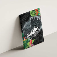 Outrigger Canoe Black Canvas Wall Art On The Waves LT7 - Polynesian Pride